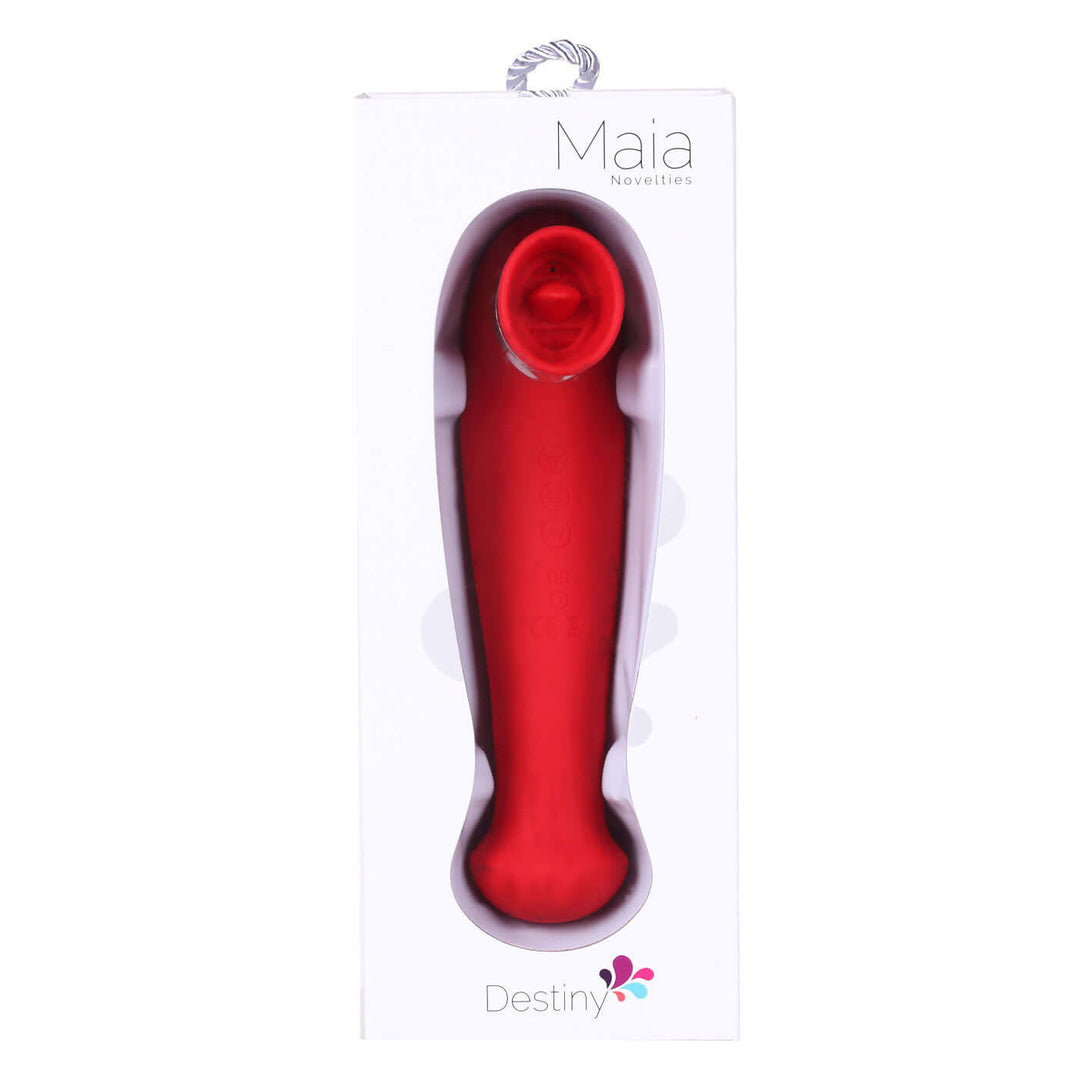 Destiny 15-Function Rechargeable Vibrating - Suction Wand - Cherry Red