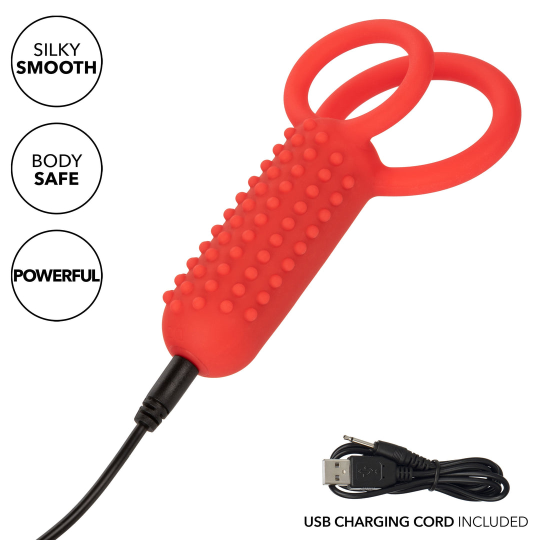 Silicone Rechargeable Vertical Dual Enhancer - Red