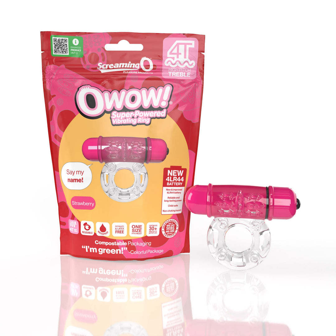 Screaming O 4t - Owow Super Powered Vibrating Ring - Strawberry