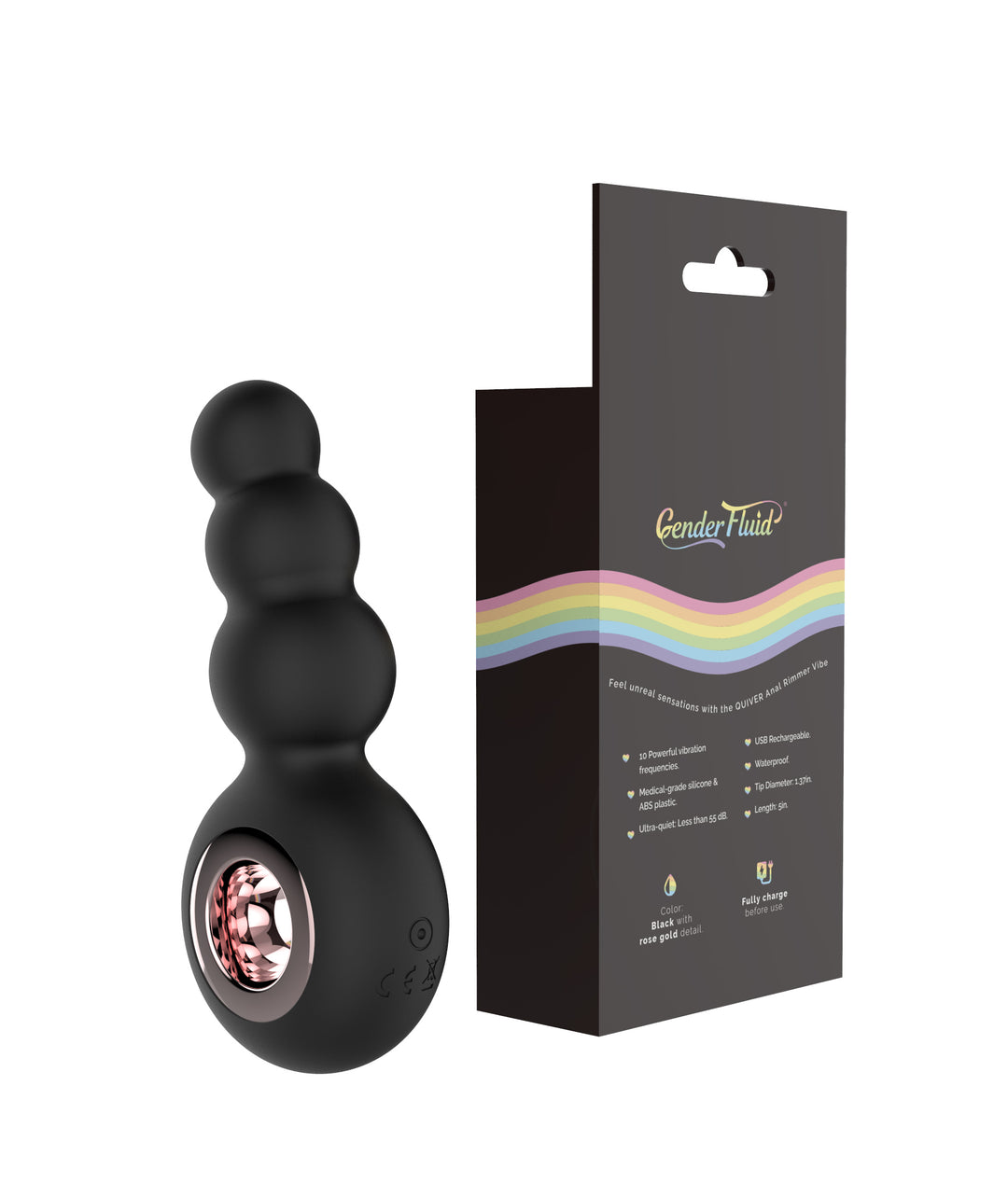 Gender Fluid Quiver Anal Ring Bead Vibe - Black