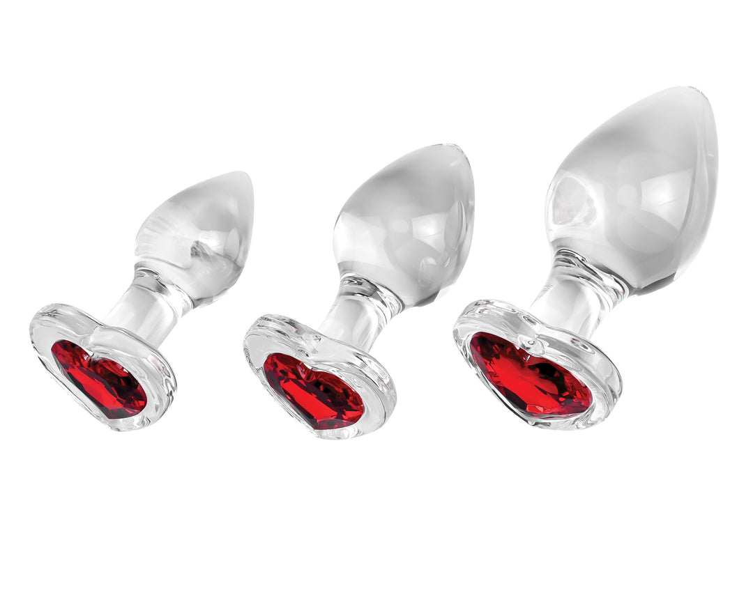 Red Heart Gem Glass Plug Set