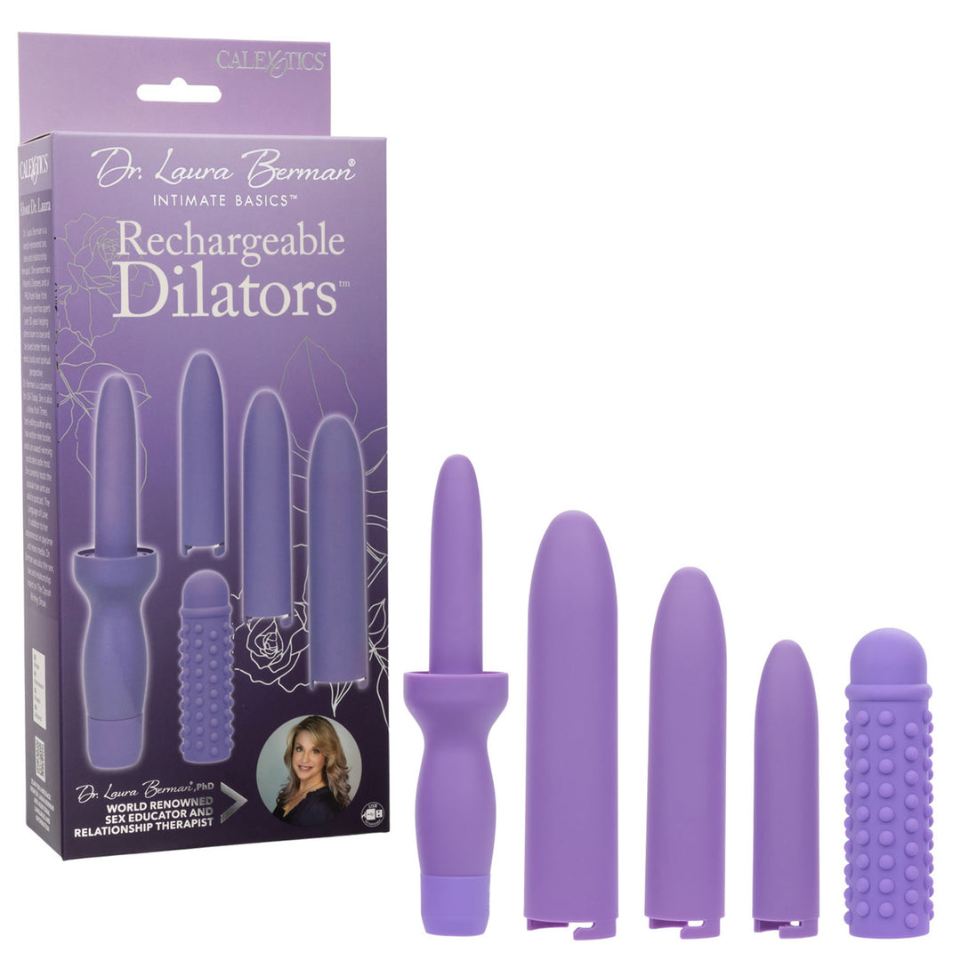 Dr. Laura Berman Rechargeable Dilators Set of 4  Locking Sizes Plus Sleeve - Purple