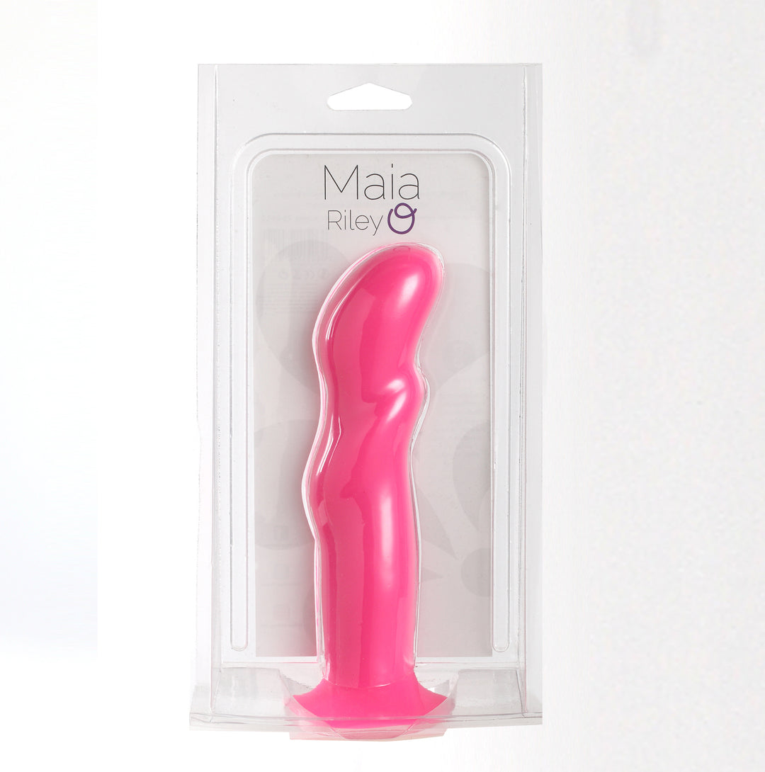 Riley Silicone Swirled Dong - Neon Pink